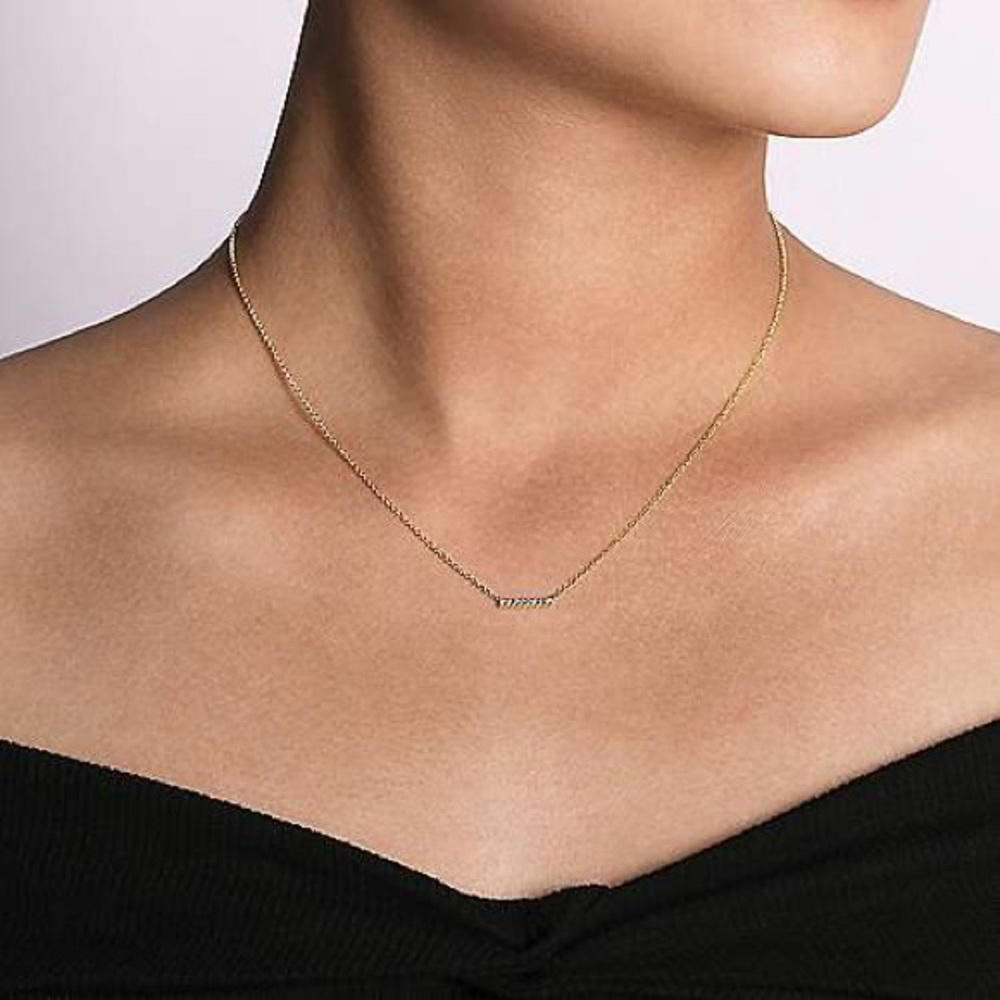 Gabriel & Co. 14k Yellow Gold Diamond Bar Necklace